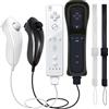 WKOLF Set di 2 telecomandi di ricambio per console Nintendo Wii/Wii U con Motion Plus, 2 pezzi (telecomandi + joystick analogici + custodia in silicone + cinturino da polso)