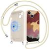 Foonary Magnetica Cover con Cordino per iPhone 15, Compatibile con MagSafe, Aesthetic Leopardata Motivo Geometrica Disegni,Silicone Custodia Case con Tracolla Collana Catena per iPhone15 6,1