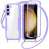 FERLAN Cover per Samsung Galaxy S23 Plus con Cordino, 360 Gradi Antiurto Custodia con Protezione Schermo Integrata Trasparente Rugged TPU Bumper Doppia Protettiva Cover per Samsung Galaxy S23 Plus -Viola