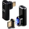 IVIVTOR Adattatore Magnetico USB-C - 2 Pezzi Adattatore Magnetic USB-C 90 Gradi 240W 5A Ricarica Rapida, Connettore Magnetico Tipo C Trasmissione dati a 80 Gbps per Laptop, Tablet, Telefono - Nero