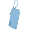 JUOVI Caricabatterie portatile con cavi di tipo C integrati, power bank da 10000 mAh con ricarica rapida da 25 W, batteria con ingresso e uscita USB-C con cavo, display LED per Android iPad