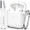 MHYALUDO Custodia per Airpods 1a/2a generazione (2016/2019),Custodia protettiva in morbido silicone per Airpods 1a/2a con LED visibile sulla parte anteriore,con kit di pulizia,Bianco