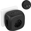 JSVER Adattatore da Italia a Giappone JSVER con 4 porte USB (2 Type-C),Adattatore da viaggio 7 in 1 Giappone/Cina con 3 prese, da Schuko a Type A per USAThailandia,Canada,Messico-Nero