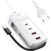 Synkris Caricatore USB C da 66 W, multipla, 4 porte (2 x USB-C e 2 x USB-A), caricatore rapido PD, stazione di ricarica compatta per cellulare, tablet, laptop, caricatore USB da parete, compatibile con iPhone