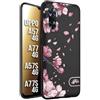 CUSTOMIZZA - Custodia cover nera morbida in tpu compatibile per Oppo A57 - A77 - A57S - A77S (4G) giapponese fiori di ciliegio in fiore a rilievo disegnata tattoo