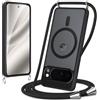 Knrlqim Magnetica Cover per Google Pixel 10 Pro con Cordino, Compatibile con Magsafe,Custodia con Laccio Collana Tracolla Corda,Traslucida Opaca Hard PC Sottile Antiurto Protettiva Case, Nero