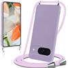 Knrlqim Cover per Google Pixel 9 5G con Cordino Custodia con Laccio Collana Tracolla Collo Corda Regolabile Liquido Silicone Antiurto AntiGraffio Protettiva Case per Google 9 5G 6,3,Viola Lilla