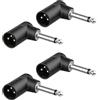 YANBORONSN Adattatore a 90° da TS 1/4 a connettore maschio XLR, spina mono TS da 6,35 mm (1/4 di pollice) ad angolo retto a connettore maschio XLR a 3 pin (confezione da 4 pezzi)