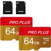 Yeecka Micro SD 64 GB, 2 Pack Scheda SD 64 GB Memoria Card con Adattatore UHS-I C10 A1 TF Microsd 64GB Memory Card per Telefono, Videocamera, Switch, Tablet, Fotocamera, Registratore Di Guida