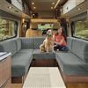 SHUOJIA Fodere per Cuscino per Camper, Jacquard Elasticizzato Copricuscino per Divanolavabili, Coprisedili per Divano, per Carovana RV Roulotte Auto Panca (Dark grey,W 60-90cm, D 30-50cm)