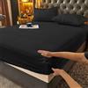 Gezu Lenzuolo con Angoli Elastici 140x200+30cm Nero Lenzuolo in Flanella di Lana e Velluto Corallo Rivestimento per Materasso Caldo Invernali Ipoallergenico senza Stiratura Orlo Elastico Solido Può