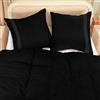 Utopia Bedding Copripiumino Una Piazza E Mezza - Copripiumino In Microfibra Di Poliestere 200x200cm + Federe Ricamate 80x80cm - Nero