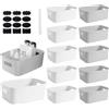 zgpzlhd 12Pz Cestini Portaoggetti Plastica,Scatole Organizer con Maniglia,20×14×6cm | Organizer Bagno Portaoggetti,Scatola Portaoggetti Cosmetica, Scatole Impilabili per Cucina, Armadio, Ufficio, Bagno, Casa