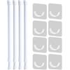 FUHAMJ 4 Pcs Bastone Tenda Estensibile, Bastone Tenda A Pressione Fissaggio Senza Trapano 18-28Cm, Bacchette Per Tende Per Armadio, Bagno O Soggiorno Da Camera(Bianco)