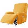 JHLD Velluto copripoltrona relax reclinabile-d'oro-1 posto | Copridivano Reclinabile Elasticizzato con Tasche Universale lavabile Per Soggiorno