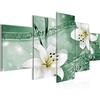 Runa Art - Quadri Fiori Gigli 200 x 100 cm 5 Pezzi XXL Decorazione Murale Design Verde Bianco 207451c