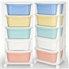 SPRINGOS Mobiletto bambini con cassetti 5 scomparti bianco - Springos | Pratico carrello portaoggetti con cassetti colorati, ruote e bordi arrotondati per la cameretta dei bambini