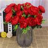 astylishome Fiori finti Peonia Bouquet Artificiale Realistico Pianta Finta per Fai da Te Mestiere Torta Soggiorno Casa Decorazione di Matrimonio Rosso Composizioni Floreali Decor 0802