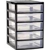 Acan Tradineur - Cassettiera guadiana da tavolo, con 5 cassetti trasparenti, torre portaoggetti, armadio, bagno, ufficio, fabbricata in Spagna (nero, 28 x 18 x 21,5 cm, modello casuale)