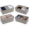 COSE DA CASA Set 4 Scatole Organizer in Tessuto Grigio Organizzatore Cassetti per Intimo Calze e Accessori Dimensioni 28x14x11 cm Contenitori rettangolari Salvaspazio per Armadio