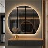 Planetmöbel Aube Specchio con illuminazione semicircolare, specchio con luce LED, specchio decorativo da parete dritto, funzione dimmer, 4200 K, luce bianca neutra, 100 x 90 cm