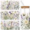 WANDIC 3 Fogli di Adesivi UV DTF da sfregare, Orizzontali Fiori di Campo 3D, Decalcomanie Impermeabili per Bottiglie di Vetro e mobili, 15 x 30 cm