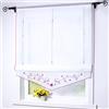 Joyswahl Tenda a pacchetto in voile trasparente con coulisse e ricamo Lisa, con motivo floreale, 80 x 140 cm (larghezza x altezza), color viola, confezione da 1