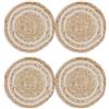 Encasa XO Sottopiatti Rotondi per Piatti Caldi | Decolorante naturale bianco sporco e iuta Set da 4, Diametro 18 cm | Sottopiatti Spessi in Juta Resistenti al Calore | Usa Come Sottopiatti per Pentole