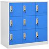 Festnight Armadietto con Chiave, Armadietto Metallo, Armadietto con Serratura, Armadietti Spogliatoio Metallici, Armadio Ferro, Grigio Chiaro e Blu 90x45x92,5 cm Acciaio