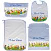 MyVorrei Set Sacco+Asciugamano+Bavaglio+Busta Cotone 100% per Asilo | Busta cm 27x18 chiusa Sacco cm 36x45 Asciugamano cm 35x52 Bavaglio cm 26x35 | Personalizzabile con Nome