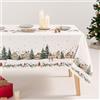 GAMUSI Tovaglia antimacchia casa albero natale cotone stampa rettangolare tessuto cotone 160x300 cm