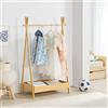 [en.casa] Stand Appendiabiti per Cameretta (AxLxP) 126 x 73 x 42 cm Forma di Capanna Organizzatore Guardaroba a Misura di Bimbi Porta Abiti con Barra e Contenitore - Bambù