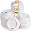 Love Nature Coperchio per Bicchieri Usa e Getta 250 ml - 50 pezzi Ø 80mm Coperchi in Canna da Zucchero per Bicchierini Caffè - Biodegradabile Coperchio Bianco
