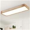 Schindora Plafoniera a LED in legno, 100 x 30 cm, moderna, per soggiorno, montaggio a incasso, 40 W, lampada da camera da letto, dimmerabile con controllo, luci quadrate per cucina e ufficio