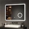 EMKE Specchio Bagno con Luce 80 x 60 cm, Specchio Bagno LED con Interruttore Tattile e 3 Volte Lente D'ingrandimento, Luce Bianca Fredda 6500K (Tipo M)