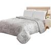 Home Tresor - Trapunta Invernale Matrimoniale Imbottita in Morbida Microfibra Piumone Letto Trapuntato Caldo Due Piazze 250 x 250 cm Autunno Inverno Coperta Fantasia Monella Linea Damasco Grigio