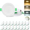 Fynokst Faretti LED Soffitto 230V, 7W Dimmerabile Faretto LED Interno per 68mm - 78mm Diametro Foro, 3000K/4000K/6500K Regolabile, IP44 Faretti LED da Incasso per Cartongesso, Cucina, Bagno, Set of 20