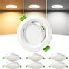 Laiebri 6 Faretti LED da Incasso per Cartongesso, Foro Ø68-80 mm, Orientabili 45°, Faretti LED Ultrasottili da 23 mm, 5W, 3 CCT 2700K/4000K/6000K, IP44 per Bagno e Cucina, 230V, Bianco