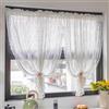 Yaland Tenda Jacquard in Stile Rustico con Motivo Floreale, Aspetto in Pizzo, Tenda Trasparente con Cordoncino per Cucina, Soggiorno, 1 Pezzo HxL 130x140cm