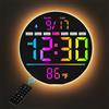 HAITANG Orologio Digitale da Muro 8''con Cambio Colore RGB&Telecomando,Luminosità Automatica,Temperatura,Ora Legale,Luci Notturne,Sveglia con Modalità Lavorativo/Festivo per Casa/Camera/Ufficio-Bianco