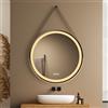 EMKE Specchio da Bagno Rotondo con Illuminazione, 70 cm - Specchio LED con 3 Colori di Luce Dimmerabili, Anti-Appannamento, Interruttore Tattile, Memoria e Striscia di Specchio Nera