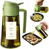 TrendPlain Spruzzino Olio per Friggitrice Aria 470ml, Dosatore Olio 2 in 1, Oliera Spray per Cucina, Insalata e Aceto, Accessori Cucina con Etichette e Protezione dalla Luce - Verde