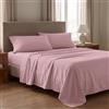 INTRECCI Completo Lenzuola Matrimoniale in Raso di Cotone 200 TC - Set 4 Pezzi: Lenzuolo Sopra 250x290 cm, Sotto con Angoli 180x200 cm, 2 Federe a 3 Volants - Morbido e Traspirante - Colore: Rosa