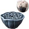 BOSENIYU Vaso per fiori di loto in ceramica, vaso per fiori e rane, supporto per steli Ikebana, ciotola contenitore per decorazione da tavolo (nero)