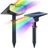 SUNNMO 2 Pezzi Faretti Solari a LED da Esterno, Lampade Luci Solari da Giardino Potenti 3 Modalità 32 LED IP65 Impermeabile Luce Faretto LED da Esterno Solare per Giardino Piante Albero RGB