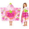 PinkSheep Asciugamani con cappuccio per ragazze, 100% cotone, 75 x 127 cm, telo mare per piscina, bagno, nuoto, ragazze dai 3 ai 6 anni (fragola)