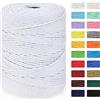 Idrese 5mm 200m Bianco Cordoncino in cotone macramè, morbido 4 fili intrecciati, 100% cotone naturale Corda in macramé, per appendere la parete, fai da te, artigianato, lavori a maglia, lavori decorativi