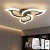 YOLEDY Plafoniera Smart Compatibile con Alexa, LED Dimmerabile con App e Controllo Vocale, Lampadario Moderno a Fiore con Telecomando per Camera da Letto, Sala da Pranzo, Cucina, WiFi 2.4GHz, Nero