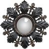 Générique Specchio Convesso da parete barocco, nero patinato e bronzo, 20 cm, foglie e fiori intagliati, stile vintage chic