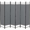 [en.casa] Paravento Pieghevole per Interni e Esterni in 6 Pannelli Separè Decorativo Parete Divisoria per Camera da Letto Spogliatoio Terrazza 171 x 240 cm Telaio in Acciaio - Grigio Scuro